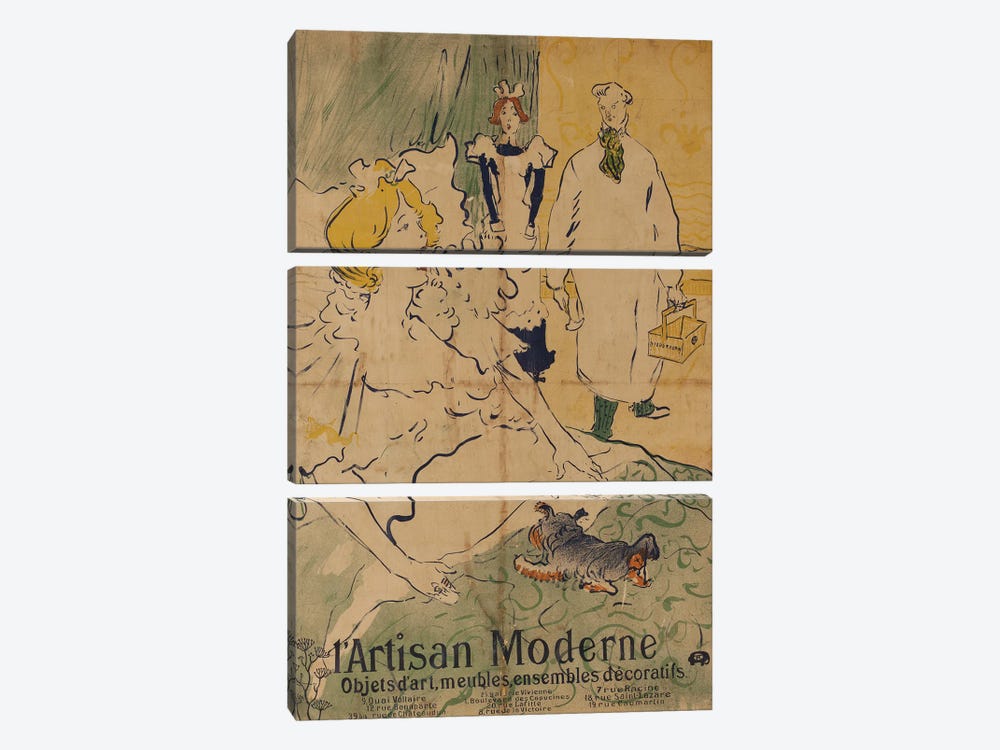 The Modern Artisan, 1894 by Henri de Toulouse-Lautrec 3-piece Canvas Print