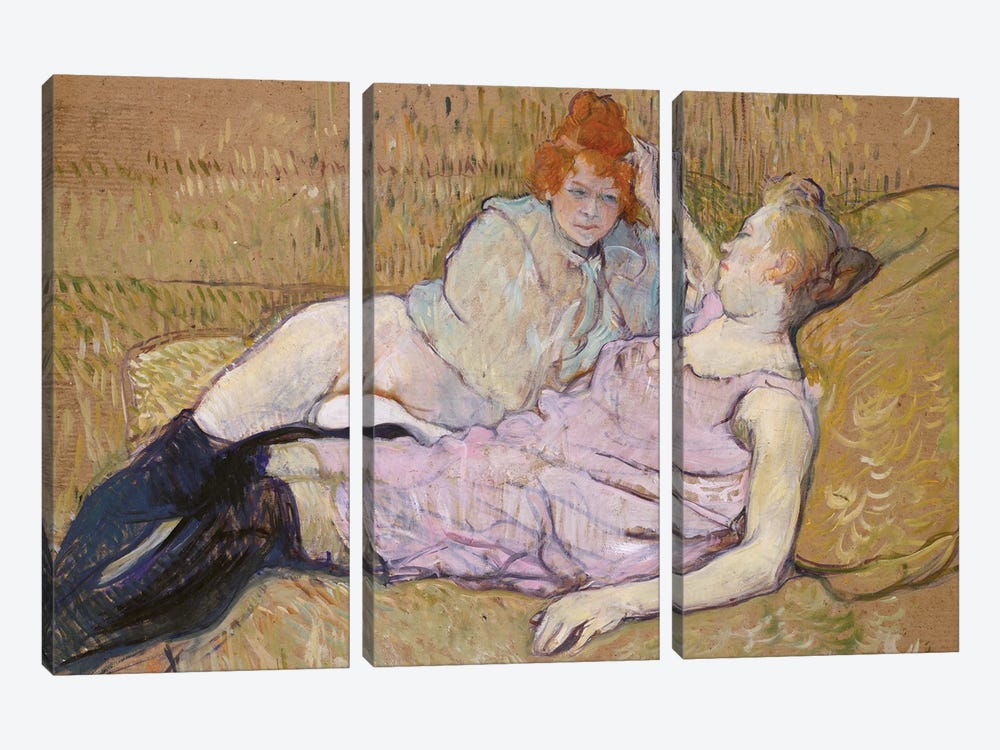 The Sofa, C.1894-96 by Henri de Toulouse-Lautrec 3-piece Canvas Art Print