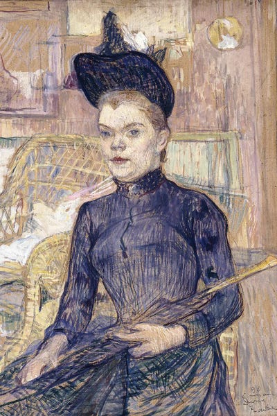 The Woman In The Black Hat, Deaf Berthe, 1890 by Henri de Toulouse-Lautrec art print