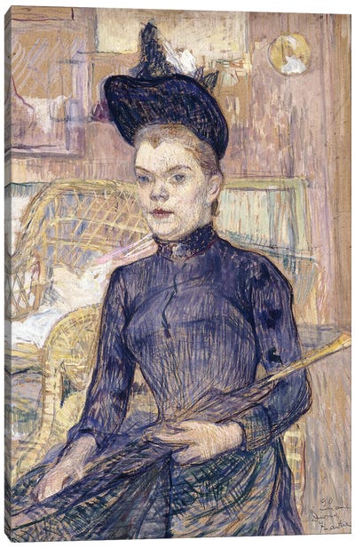 The Woman In The Black Hat, Deaf Berthe, 1890 Canvas Art Print - Henri de Toulouse Lautrec