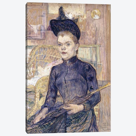 The Woman In The Black Hat, Deaf Berthe, 1890 Canvas Print #BMN12595} by Henri de Toulouse-Lautrec Art Print
