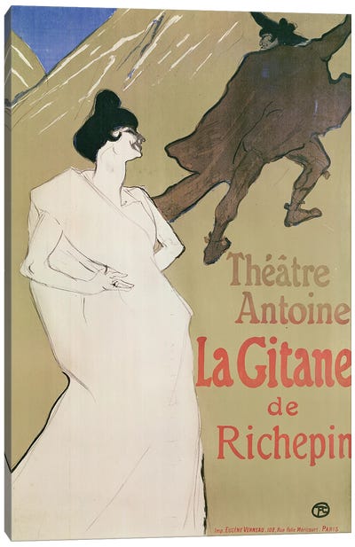 Théâtre Antoine, Richepin'S The Gitane , 1900 Canvas Art Print - Henri de Toulouse Lautrec