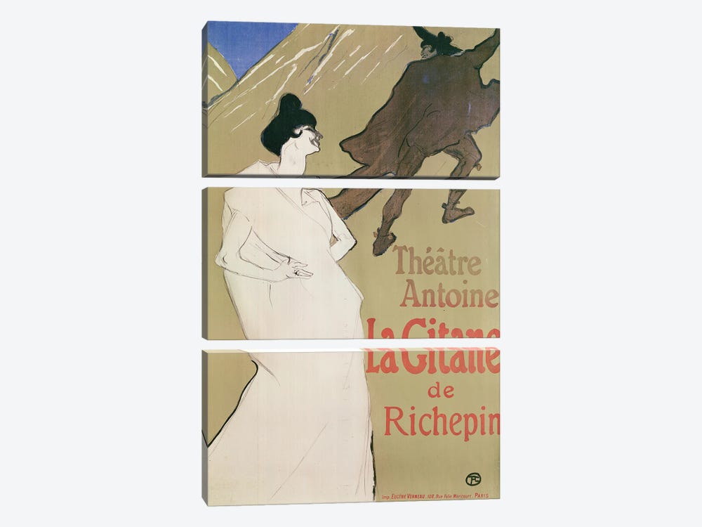 Théâtre Antoine, Richepin'S The Gitane , 1900 by Henri de Toulouse-Lautrec 3-piece Canvas Artwork