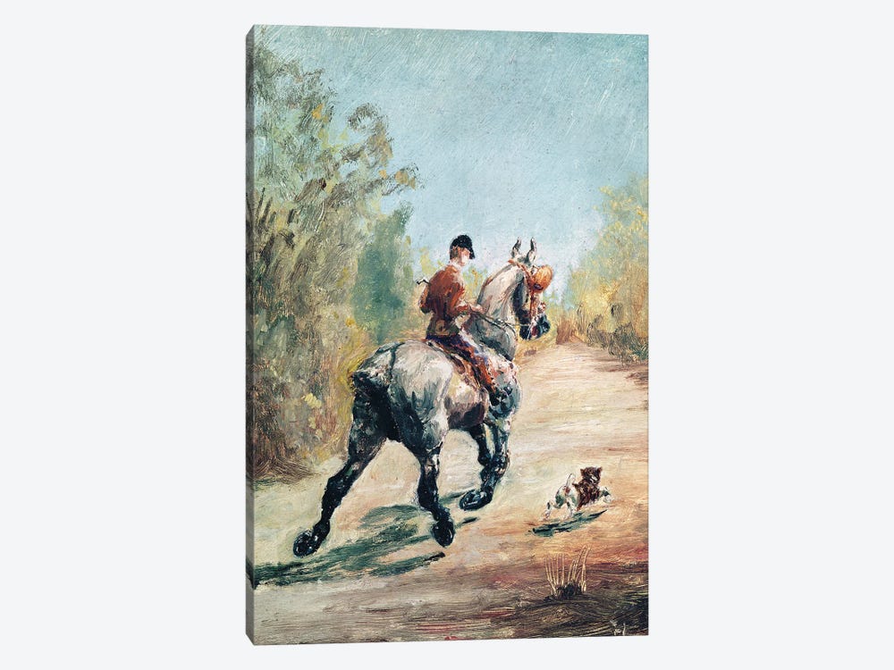 Trotting Horseman With A Little Dog, 1879 by Henri de Toulouse-Lautrec 1-piece Canvas Art