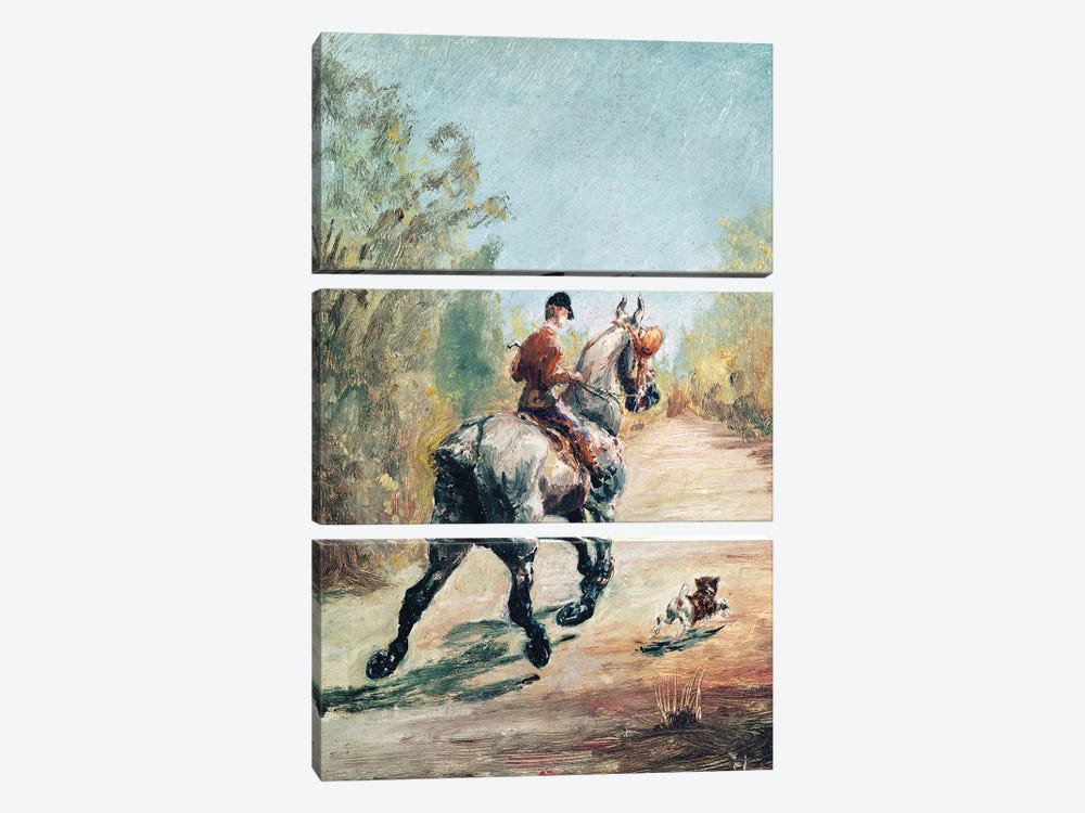 Trotting Horseman With A Little Dog, 1879 by Henri de Toulouse-Lautrec 3-piece Canvas Wall Art