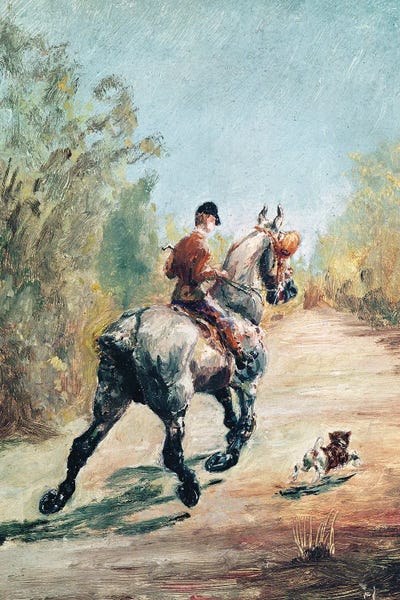 Grandpa Chic: Trotting Horseman With A Little Dog, 1879 by Henri de Toulouse-Lautrec