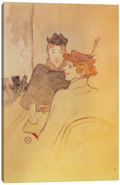Two Women Sitting In A Cafe Canvas Art Print - Henri de Toulouse Lautrec