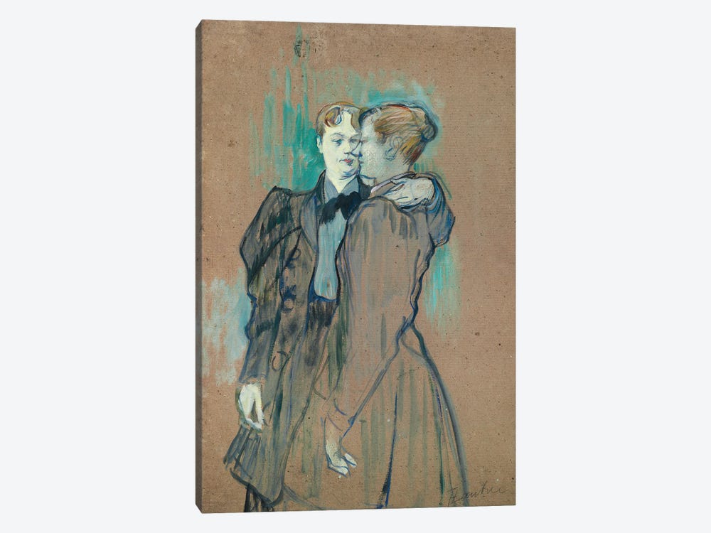 Two Women Waltzing; Deux Femmes Valsant, 1894 by Henri de Toulouse-Lautrec 1-piece Canvas Wall Art