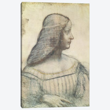Portrait of Isabella d'Este  Canvas Print #BMN1260} by Leonardo da Vinci Canvas Wall Art