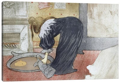 Woman At The Tub - Femme Au Bain, 1896 Canvas Art Print - Henri de Toulouse Lautrec