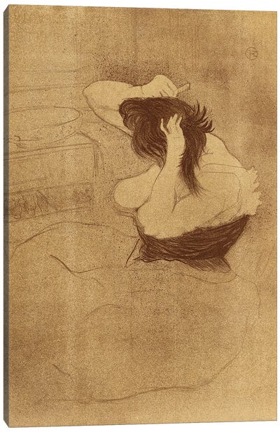 Woman Combing Her Hair - La Coiffure, Plate Vii From Elles, 1896 Canvas Art Print - Henri de Toulouse Lautrec