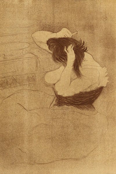 Henri de Toulouse-Lautrec: Woman Combing Her Hair - La Coiffure, Plate Vii From Elles, 1896 by Henri de Toulouse-Lautrec