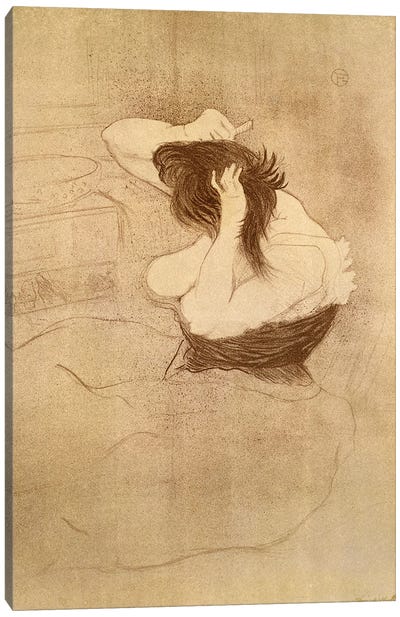 Woman Combing Her Hair, From 'Elles', 1896 Canvas Art Print - Henri de Toulouse Lautrec