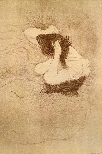Henri de Toulouse-Lautrec: Woman Combing Her Hair, From 'Elles', 1896 by Henri de Toulouse-Lautrec