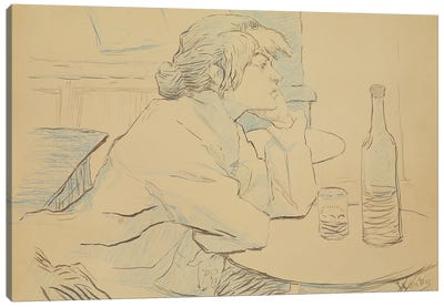 Woman Drinker, Or The Hangover, 1889 Canvas Art Print - Henri de Toulouse Lautrec