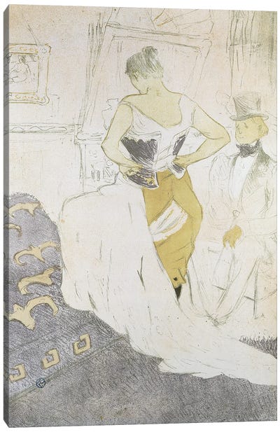 Woman In A Corset, From Elles; Femme En Corset, From Elles, 1896 Canvas Art Print - Henri de Toulouse Lautrec