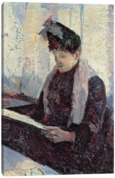 Woman In Cafe Canvas Art Print - Henri de Toulouse Lautrec
