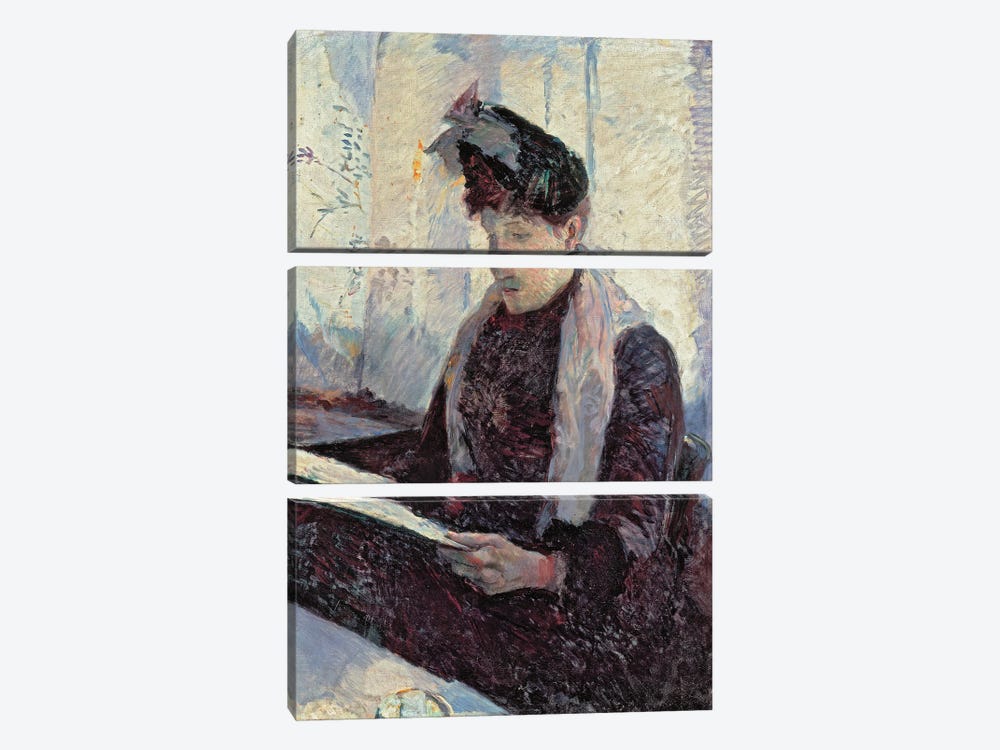 Woman In Cafe by Henri de Toulouse-Lautrec 3-piece Canvas Art Print