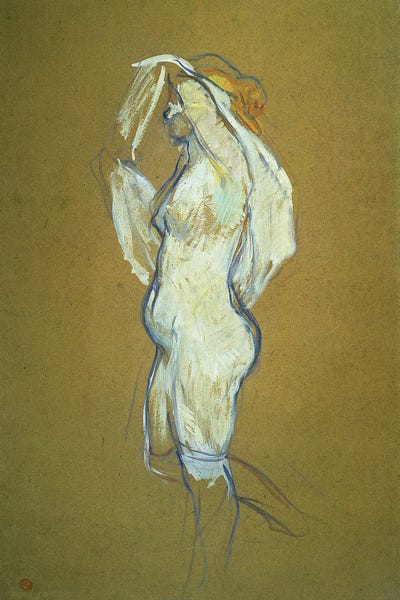 Woman Lifting Her Shirt, 1896 by Henri de Toulouse-Lautrec framed wall art