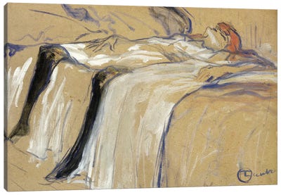 Woman Lying On Her Back - Lassitude, Study For 'Elles', 1896 Canvas Art Print - Henri de Toulouse Lautrec