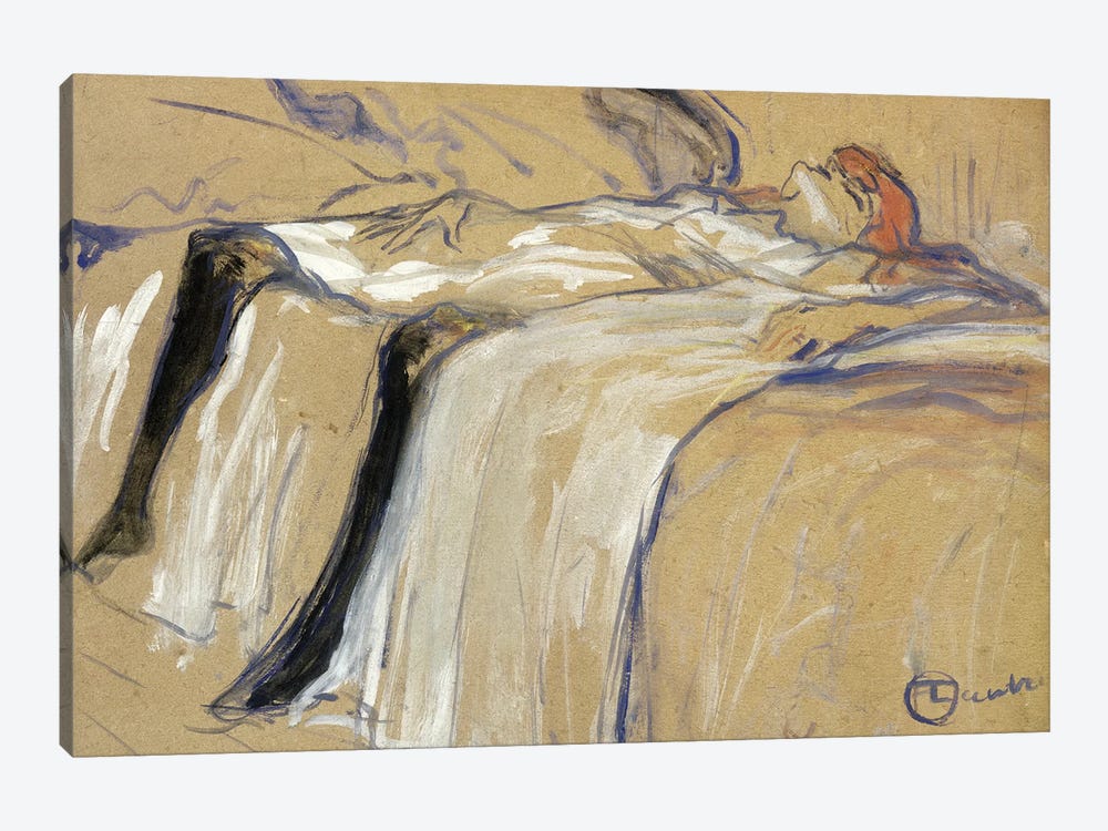 Woman Lying On Her Back - Lassitude, Study For 'Elles', 1896 by Henri de Toulouse-Lautrec 1-piece Canvas Art
