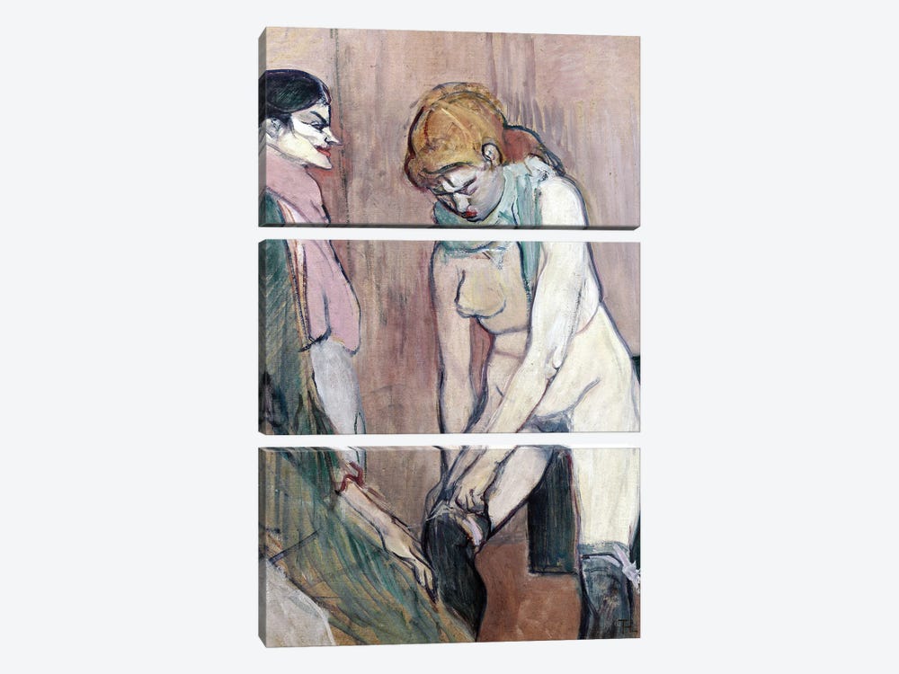 Woman Pulling Her Stockings Or Woman Of House by Henri de Toulouse-Lautrec 3-piece Art Print