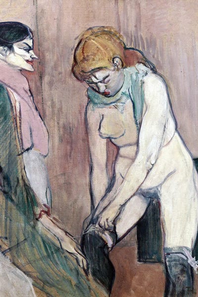 Woman Pulling Her Stockings Or Woman Of House