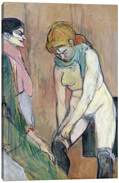 Woman Putting On Her Stocking, Or Woman Of The House, C.1894 Canvas Art Print - Henri de Toulouse Lautrec