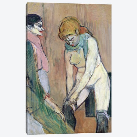 Woman Putting On Her Stocking, Or Woman Of The House, C.1894 Canvas Print #BMN12642} by Henri de Toulouse-Lautrec Canvas Artwork