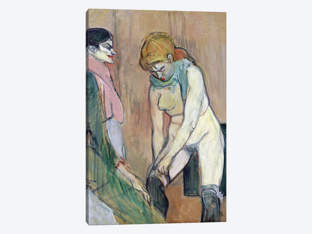 Woman Putting On Her Stocking, Or Woman Of The House, C.1894 by Henri de Toulouse-Lautrec 1-piece Canvas Wall Art