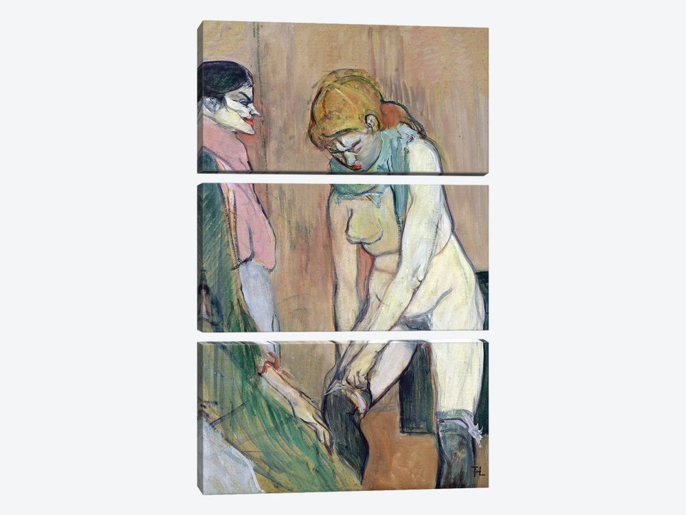 Woman Putting On Her Stocking, Or Woman Of The House, C.1894 by Henri de Toulouse-Lautrec 3-piece Canvas Art