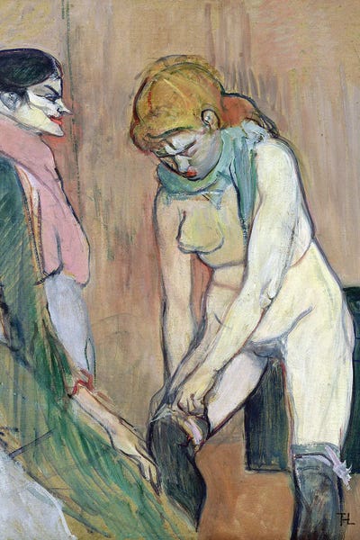 Henri de Toulouse-Lautrec: Woman Putting On Her Stocking, Or Woman Of The House, C.1894 by Henri de Toulouse-Lautrec
