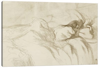 Woman Reclining - Waking Up, 1896 Canvas Art Print - Henri de Toulouse Lautrec