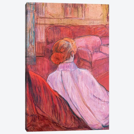 Woman Seated On A Red Settee Canvas Print #BMN12647} by Henri de Toulouse-Lautrec Canvas Art Print