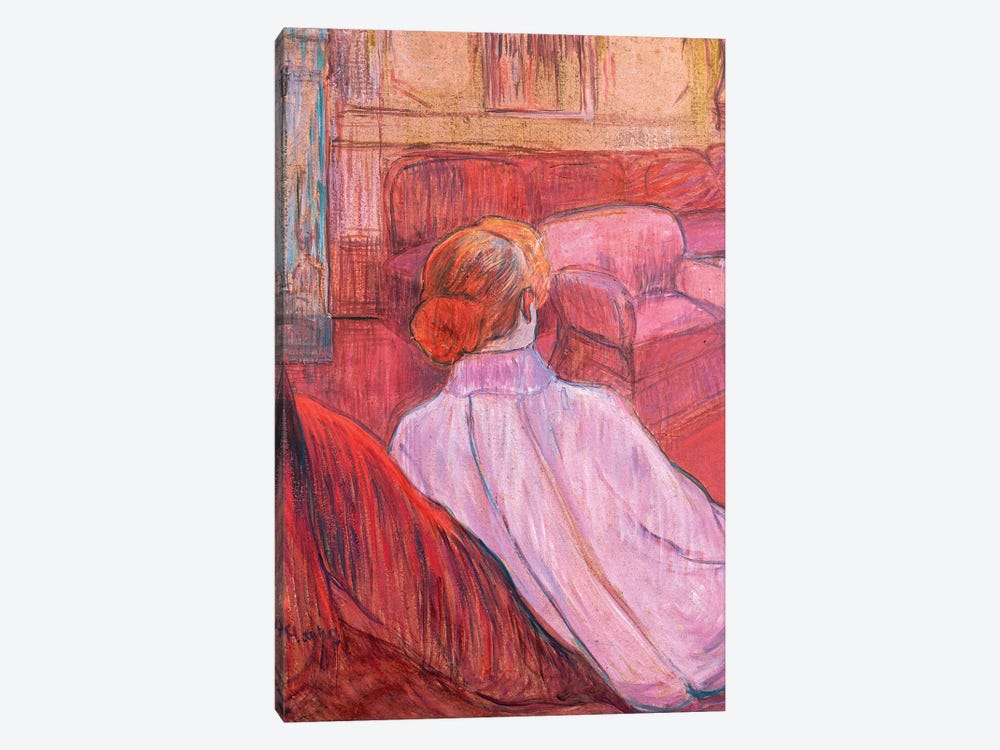 Woman Seated On A Red Settee by Henri de Toulouse-Lautrec 1-piece Canvas Print