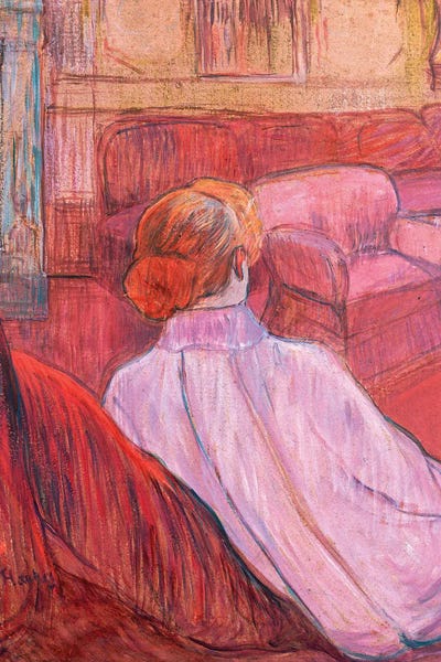 Henri de Toulouse-Lautrec: Woman Seated On A Red Settee by Henri de Toulouse-Lautrec
