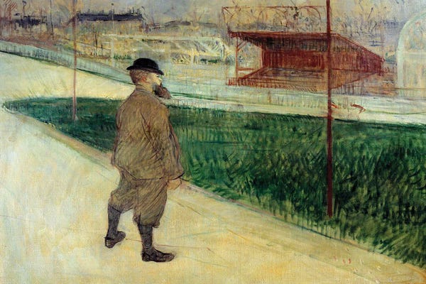 Henri de Toulouse-Lautrec: Writer Paul Tristan Says Tristan Bernard At The Velodrome Buffalo , 1895 by Henri de Toulouse-Lautrec