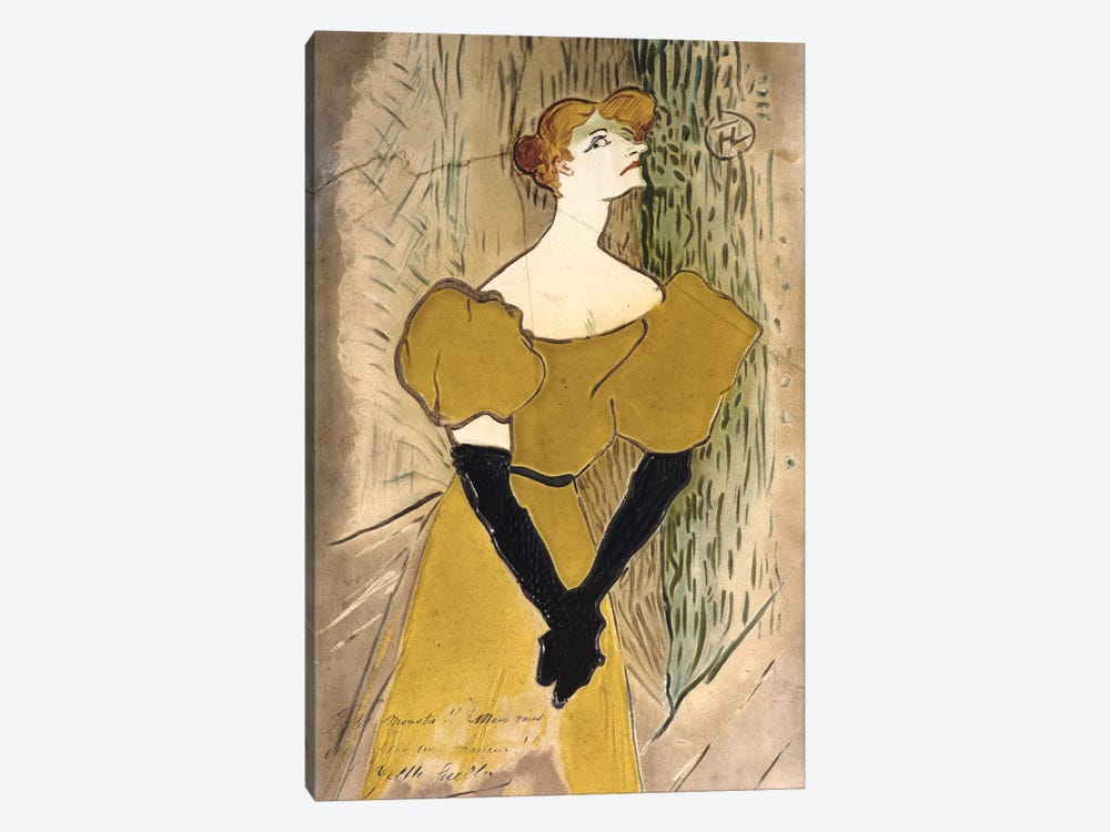 Yvette Guilbert, 1895 by Henri de Toulouse-Lautrec 1-piece Canvas Print