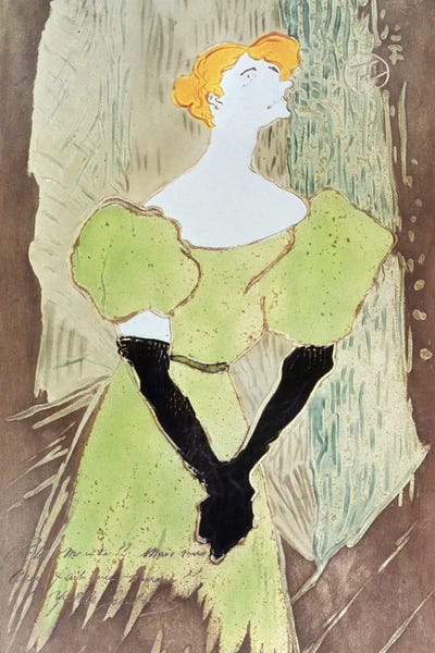 Yvette Guilbert, Music-Hall Singer, 1895 by Henri de Toulouse-Lautrec framed canvas print