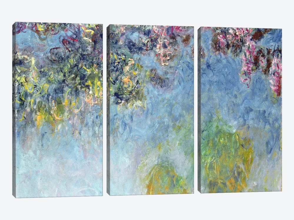 Wisteria, 1920-25 by Claude Monet 3-piece Canvas Art Print