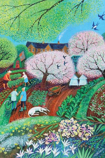 Gardening: Dozey Dog, 2018, (Acrylics On Paper by Lisa Graa Jensen