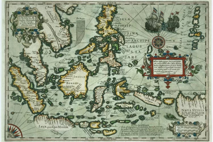 Map of the East Indies, pub. 1635 in Amsterdam 