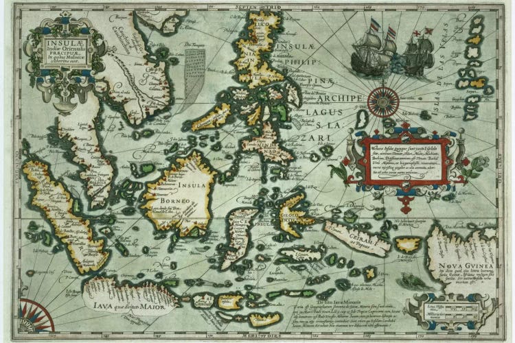 Map of the East Indies, pub. 1635 in Amsterdam  by Dutch School wall art