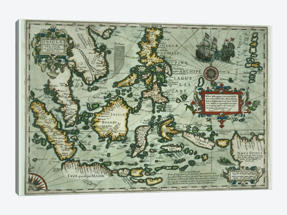 Map of the East Indies, pub. 1635 in Amsterdam  by Dutch School 1-piece Art Print