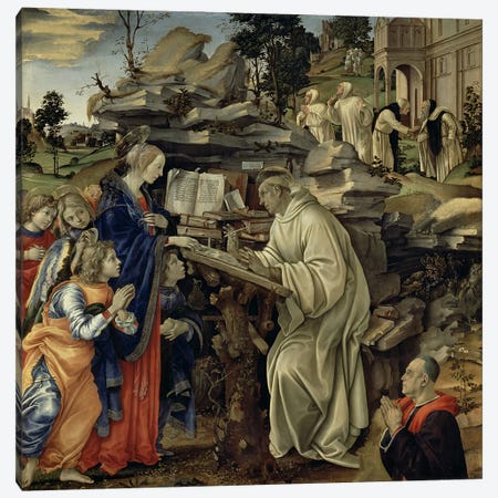 The Vision of St. Bernard, c.1485-87  Canvas Print #BMN1278} by Filippino Lippi Canvas Art Print
