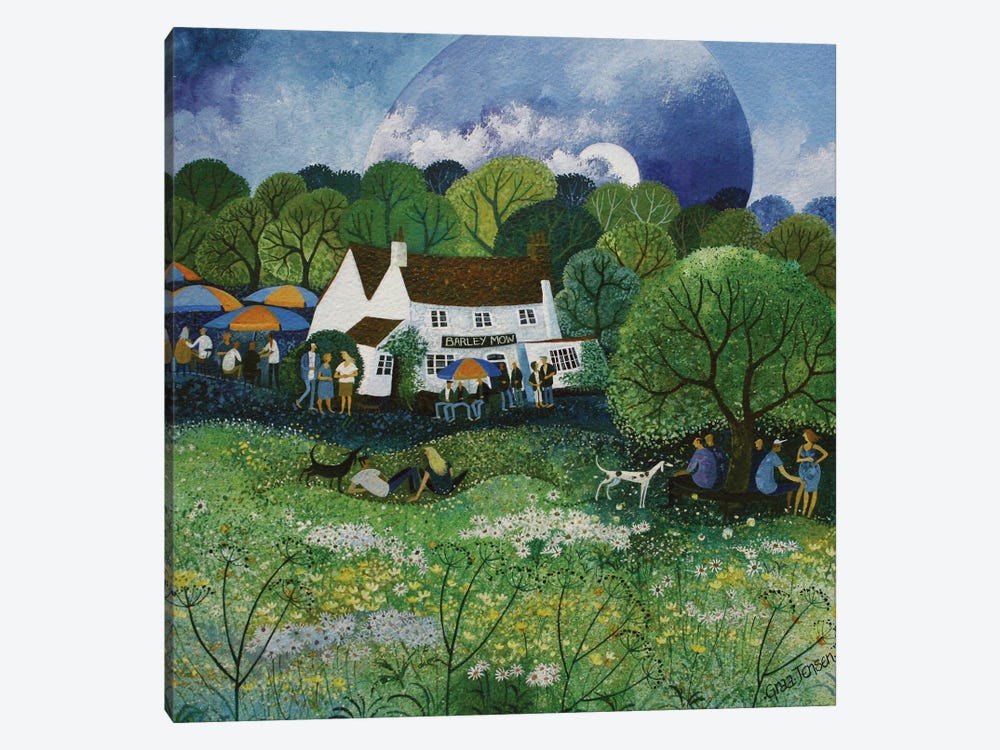 The Barley Mow. Watercolour Inks 2009 by Lisa Graa Jensen 1-piece Canvas Artwork