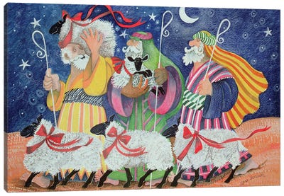 Three Shepherds Canvas Art Print - Religious Christmas Art