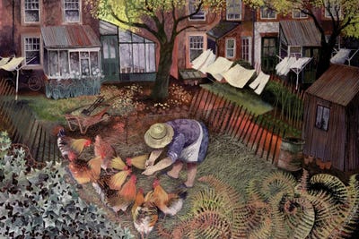 Town Hens, 1995 by Lisa Graa Jensen metal wall art