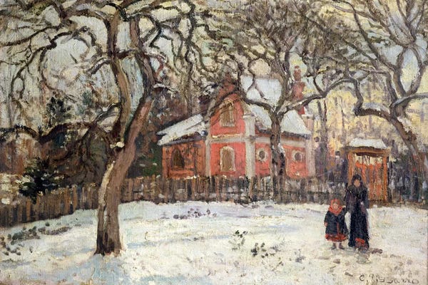 Camille Pissarro: Chestnut Trees at Louveciennes, c.1871-2  by Camille Pissarro