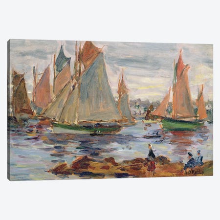 The Harbour At Concarneau Canvas Print #BMN12871} by Aloysius C. O'Kelly Canvas Art Print